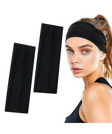 Sularpek 2 pieces of hair bands black 7cm wide hair band elastic headband anti-slip headband women for running cycling yoga fitness - Buy Online on GoSupps.com