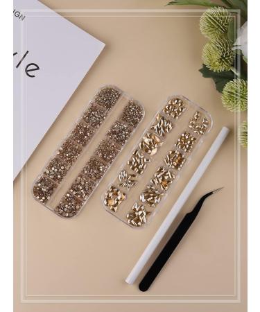 3120 Pcs Multi Shapes Champagne Gold Nail Art Rhinestones - EBANKU Crystal Gems for Nails, Crafts, and Shoes - Buy Online on GoSupps.com