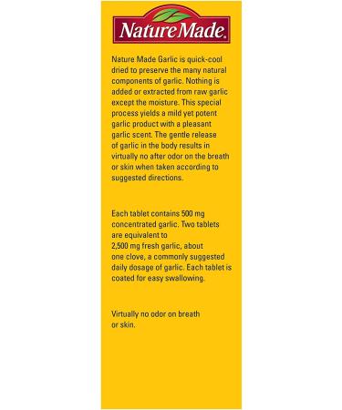 Nature Made Odor Control Garlic 1250 mg - 100 Tablets for Heart Health & Wellness - Buy Online on GoSupps.com