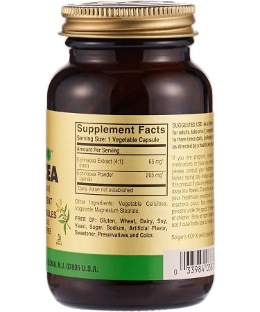 Solgar Echinacea 100 Vegetable Capsules - Immune Support - Full Potency - Non-GMO & Gluten Free - 100 Servings - Buy Online on GoSupps.com