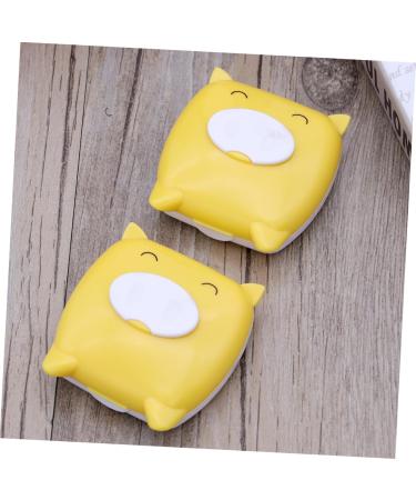 Homsfou Cartoon Contact Lens Case - Cute Yellow Lens Storage Container with Mirror & Tweezers - International Shipping Available - Buy Online on GoSupps.com