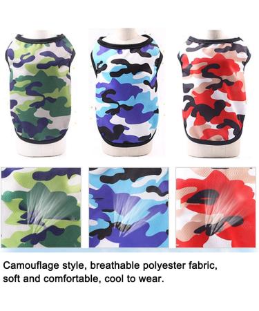 Shop TVmall 3-Piece Dog T-Shirts | 100% Cotton Camo Sports Shirts | Breathable Summer Pet Clothing for Puppies & Small Dogs | Available in Green Blue Red (XXL) - Buy Online on GoSupps.com