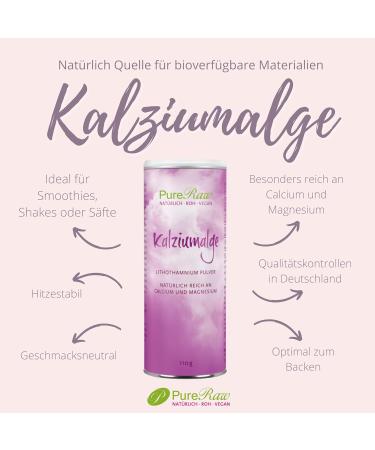 Calcium Algae Natural Powder | Bioavailable Calcium & Magnesium | Pureeraw Lithothamnium Calcareum 110g - Premium eCommerce Shipping Worldwide - Buy Online on GoSupps.com