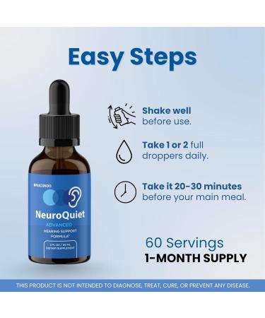 (2 Pack) NeuroQuiet Drops - Official NeuroQuiet Daily Hearing Support All Natural Clean Liquid Advanced Formula for Ear Health Auditory Clarity & Inner Ear Balance Reviews 2 Bottles - Buy Online on GoSupps.com