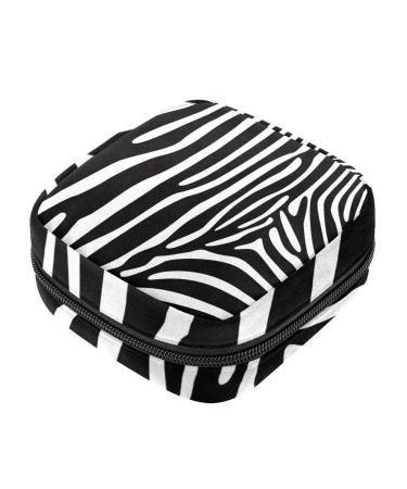 Menstruation pad bag with zipper women's napkin bag tampons collective bags for women and girls (animal-zebra imprint)
