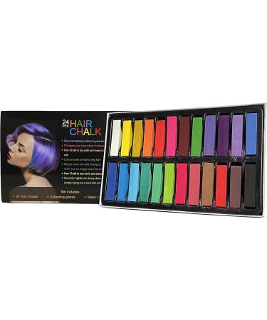 24 Piece Hair Chalk Vibrant Colours Temporary Hair Dye Gloves & Cape Included - Buy Online on GoSupps.com