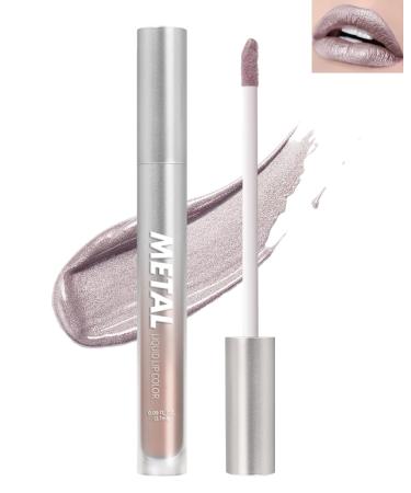 Diamond Shimmer Matte Lipstick Metallic Glitter Lip Gloss Silver Liquid Lipstick Longlasting High Pigment Waterproof Smudgeproof Non-Stick Cup Shiny Sparkling Lip Glaze for Women Christmas Gift-10 10#