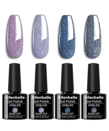 Allenbelle UV nail polish set colors gel nail polish gift set Shellac set UV gel nail art soak off UV LED gel nail polish (011) ... (3301)