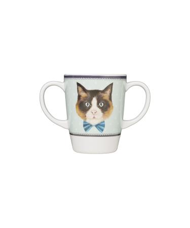 Rosa Lifestyle Two Handled Melamine Cat Mug Lightweight 126g 400ml/14oz Capacity Daily Living Mobility Aid for Elderly Dementia Tremors Arthritis & Weak Grip (Cat)