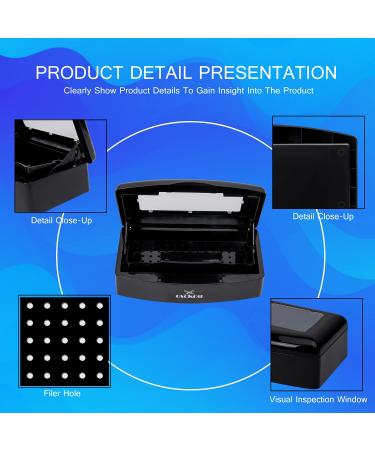 Professional Plastic Sterilizing Tray for Nail Art, Tweezers, Hair Salon, Spa & Manicure Equipment - Black/Clear Lid - Buy Online on GoSupps.com