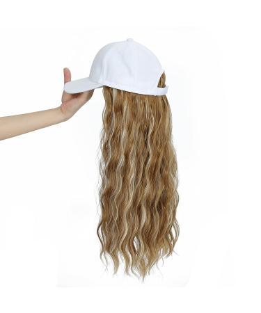 Yunkang Baseball Cap Wig Long Wavy Hair Extensions | Adjustable Synthetic Fiber Hairpieces for Women Girls | Heat Resistant Blonde Honey Blonde - Buy Online on GoSupps.com