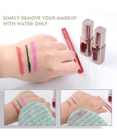 Kinhwa Makeup Remover Glove - Super Gentle Reusable Microfiber Facial Cleaning (3 Pack) - Eco-Friendly Water-Only Solution - 13cm x 20cm - Green - Buy Online on GoSupps.com