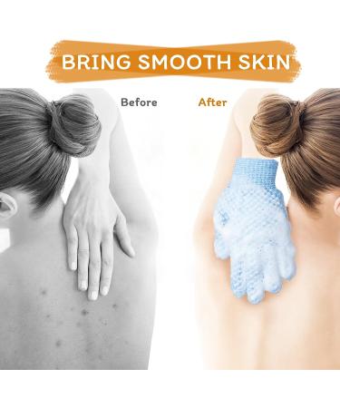 Exfoliating Bath Gloves for Shower - Double Sided Microfiber Scrubber for Men, Women, Kids - Blue (2pcs) - Buy Online on GoSupps.com