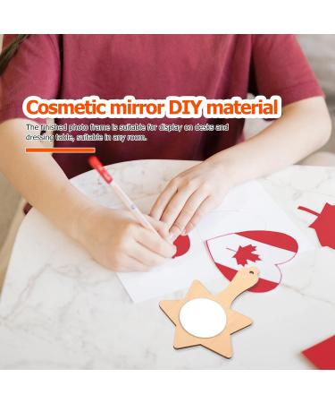 ARTIBETTER 10pcs DIY Wood Star Mirrors - Kids Handheld Makeup Mirror Craft Kit - Light Brown 14.2X9.5cm - Buy Online on GoSupps.com