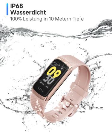 Toobur Fitness Tracker - IP68 Waterproof Activity Tracker with Heart Rate Monitor Sleep & Sports Modes - Compatible with Android & iOS - Pink Bracelet for Women - Buy Online on GoSupps.com