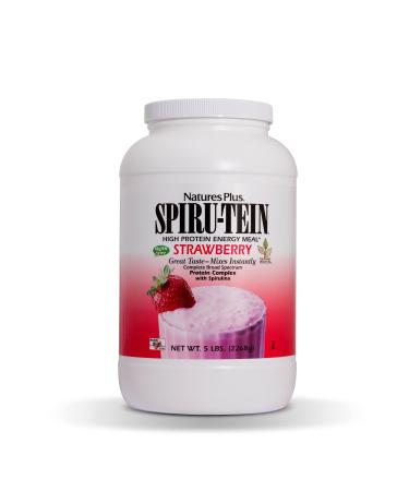 NaturesPlus SPIRU-TEIN Shake - Strawberry - 5 lbs, Spirulina Protein Powder - Plant Based Meal Replacement, Vitamins & Minerals for Energy - Vegetarian, Gluten-Free - 67 Servings 5 Pound (Pack of 1)
