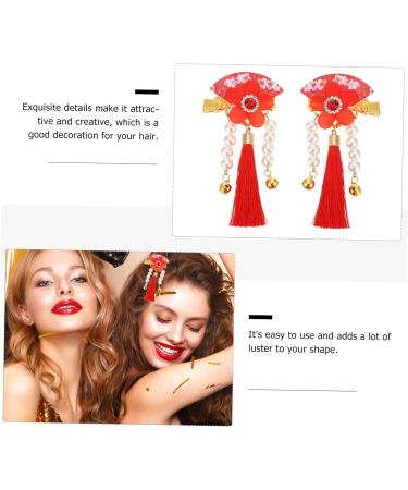 Beatifufu 1 Pair Hair Accessories Tassel Hair Holder Floral Barrette Han-style Hair Clip Hair Styling Holder Floral Hair Grip Hair Styling Pin Antiquity Hair Grip Hair Styling Grip - Buy Online on GoSupps.com