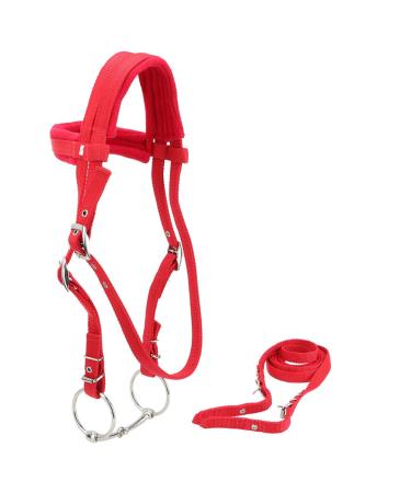 Zerodis Adjustable Horse Bridle with Rein Red Harness Headstall with Soft Cushion