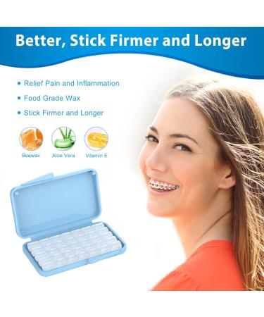 Braces Wax 10 Pack - Food-Grade Dental Wax Strips with Applicator Tool - Unscented/Mint + Aloe Vera + Vitamin E - Stick Better - Includes Storage Box - 350+ Dots - Separate Cases - Buy Online on GoSupps.com