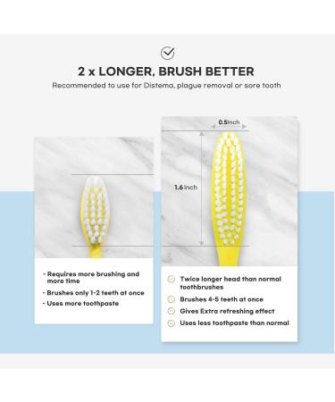 Dr.Golden Turtle Long Head Toothbrush 4-Pack | Dentist Designed | Plaque Remover | Adult Tooth Brushes Set | Medium Hard | Smokers Toothbrush - Buy Online on GoSupps.com