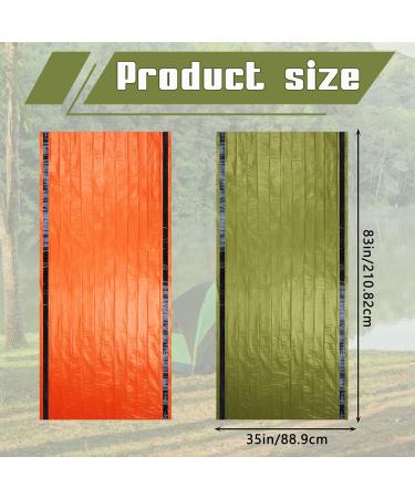 8 Pack Emergency Sleeping Bag - Lightweight Thermal Survival Gear for Outdoor Camping and Hiking - Waterproof Mylar Blankets - Portable Bivy Sack in Green and Orange - Buy Online on GoSupps.com