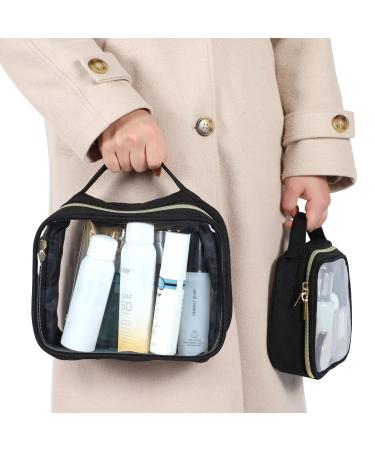 PACKISM Clear Makeup Bags 2 Pack - TSA Approved Toiletry Bag for Carry-on Travel - Quart-sized Clear Cosmetic Bags with Handle - Black (Medium & Large) - Buy Online on GoSupps.com
