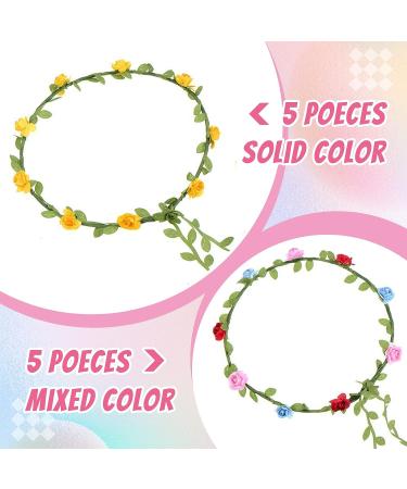 eBoot 10 PC Multicolor Flower Crown Headbands for Festival Wedding Party - Buy Online on GoSupps.com