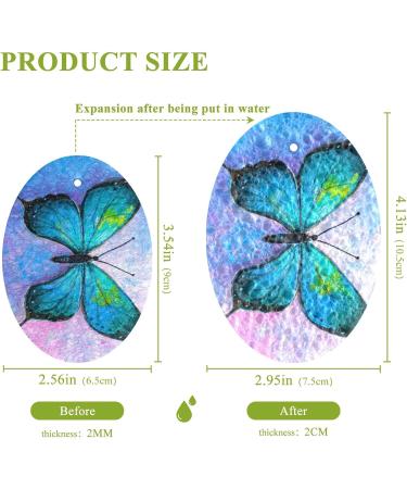 3-Pack Cleaning Kitchen Sponges Oval Oil Painting of Blue Butterfly Kitchen Cellulose Dishwashing Wood Pulp Cotton one sizex3 Blue - Buy Online on GoSupps.com