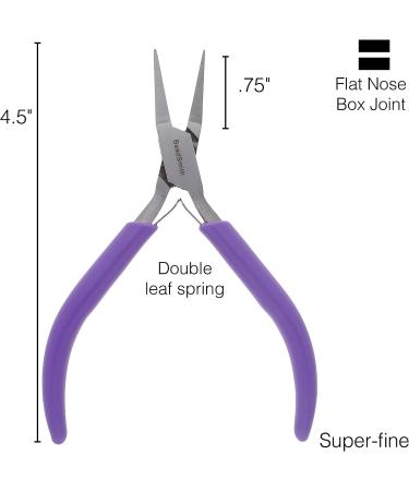 Beadsmith Flat Nose Pliers 4.5 inches - Purple Vinyl Grip Handle, Double Leaf Springs - Jewelry Making Tool - Buy Online on GoSupps.com