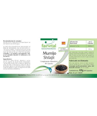 Fairvital | Mumijo Shilajit - 90 capsules - with 1000mg mumijo powder per daily dose - Shilajit original Himalaya - fulvic ac - Buy Online on GoSupps.com