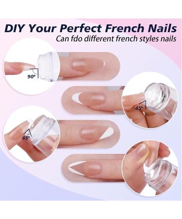 Gel Nail Polish Kit for French Tips Sheer Pink & White Nail Polish French Manicure Set with Nail Stamper Soak Off UV Nail Polish Manicure Tool for Women DIY at Home Color: Nude Pink - Buy Online on GoSupps.com