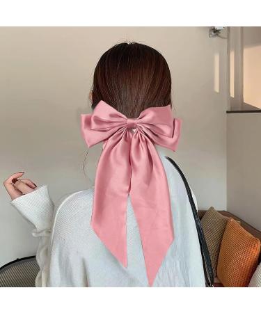 Vintage Satin Bow Ribbon Hairclip Hairpin for Women (Pink) - Buy Online on GoSupps.com