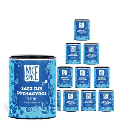 NICE SPICE Pythagyros Spice Boxes (10 x 55g) Pack of 10, Perfect for Tzatziki and Gyros, 10 Exquisite Ingredients Including Dill and Ginger, Delight for Greece Lovers