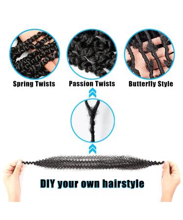 3 Packs 16 Inch Springy Afro Twist Hair - Pre-Separated Kinky Marley Twist Braiding Hair for Distressed Faux Locs, Spring and Passion Twist Styles (1B) - Buy Online on GoSupps.com