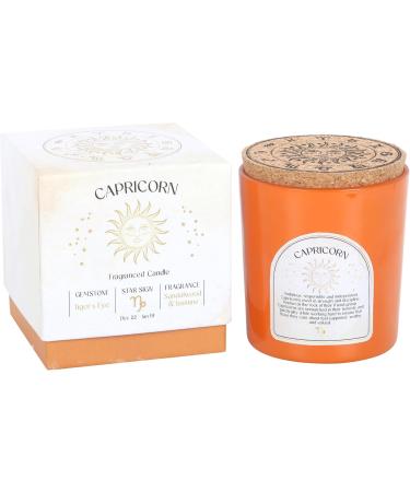 Capricorn Zodiac Candle with Tiger's Eye Crystal | Sandalwood & Jasmine Scent | Perfect Horoscope Gift - Buy Online on GoSupps.com