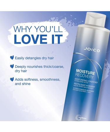 Joico Moisture Recovery Moisturizing Conditioner 33.8 oz - For Thick, Coarse, Dry Hair - Replenish Moisture, Restore Smoothness & Elasticity - Jojoba Oil & Shea Butter - Strengthen & Reduce Breakage - Buy Online on GoSupps.com