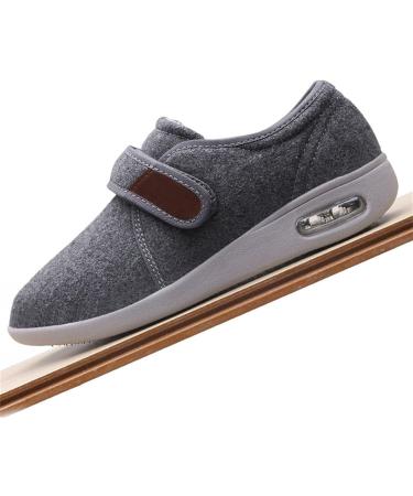 Men's Warm Plush Fleece Diabetic Shoes | Adjustable Straps Non-Slip Orthopedic Footwear for Elderly Pain Relief & Swollen Feet - Size 6 Gris - Buy Online on GoSupps.com