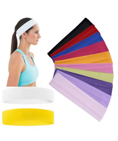 12 pieces of sports headbands for women yoga cotton stirring tapes Elastic stretch haar bands cotton sports hair band for yoga pilates running cycling