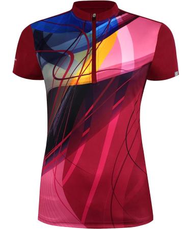 Savalino Women's Sublimation Printed Bowling Jersey | Moisture-Wicking & Fast-Drying | Maroon | Sizes S-5XL - Buy Online on GoSupps.com