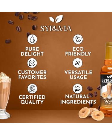 Syruvia Glazed Donut Coffee Syrup - 25.4 fl oz Premium Coffee Flavoring Syrup - Kosher Coffee Syrups Gluten Free No Coloring Perfect for Drinks Soda Shakes Desserts and More. - Buy Online on GoSupps.com