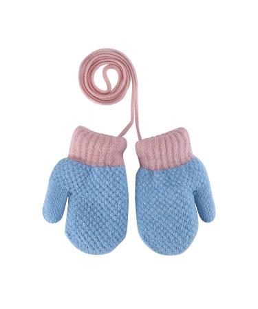 Kids Toddlers Thermal Gloves Mittens Winter Warm Thick Knitted Gloves with String Fluffy Full Finger Mittens Baby Fleece Lined Gloves Hanging Neck Mittens with Anti-Lost String for Boys Girls Age 1-4 Blue - Buy Online on GoSupps.com