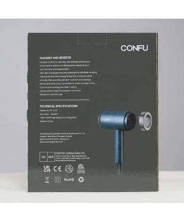 CONFU 1800W Hair Dryer for Men with Cool Shot Button - Lightweight Ionic Blow Dryer for Travel & Salon Use - Dark Blue - Buy Online on GoSupps.com