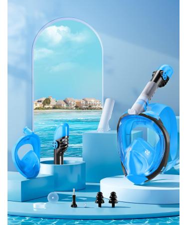 Full Face Snorkel Mask for Adults - Anti-Fog Diving Gear with Safety Breathing System and 180 Panoramic View - Blue S/M - Buy Online on GoSupps.com