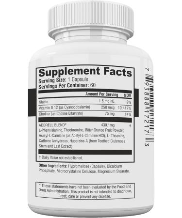 Addrell 2 Pack Energy Stimulant Pills - Natural Nootropic & Cognitive Enhancer for Mental Clarity | Study Supplement Alternative - 120 Capsules - Buy Online on GoSupps.com