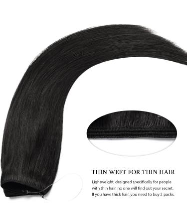 Yamel Human Hair Invisible Wire Hair Extension Natural Black 16 Inch Fish Line 1 Piece Real Human Hair Secret Extensions - Buy Online on GoSupps.com