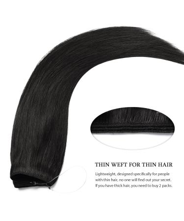 YAMEL Invisible Human Hair Extensions - Natural Black 51 cm | Premium Fish Line Hair Extensions for Full Volume - Buy Online on GoSupps.com
