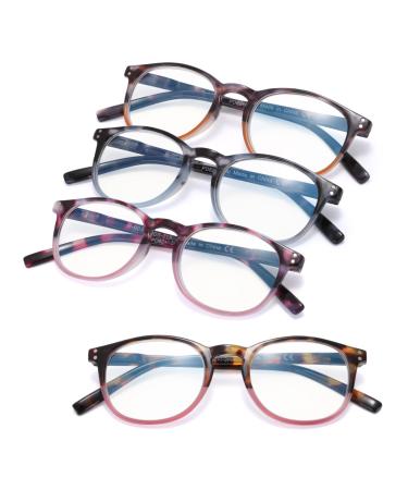 EYEGUARD 4 Pack Reading Glasses Blue Light Blocking Spring Hinge Women Readers (4 Pack Mix, 1.75) 4 Pack Mix 1.75 x