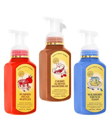 Bath + Body Works Foaming Hand Soap - Pumpkin Pecan Waffles + Cherry Almond Shortbread + Wildberry French Toast - Trio of 3 Fall Treats Scented Gentle Foam Soaps (8.75 oz ea) - New for Fall 2024