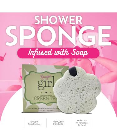 Boujee Girl Soap Infused Shower Sponge Lavender Rose Green Tea (Green Tea) - Buy Online on GoSupps.com