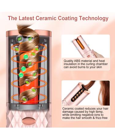 MELOPHY Automatic Cordless Hair Curling Iron - 1 Inch Rechargeable USB Ceramic Portable with 6 Temp & 11 Timer Settings - Perfect Travel Curling Wand - Buy Online on GoSupps.com
